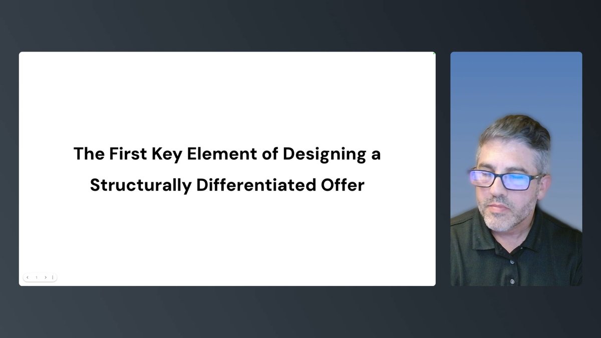Forrest Dombrow presenting The First Key Element of Designing a Structurally Differentiated Offer